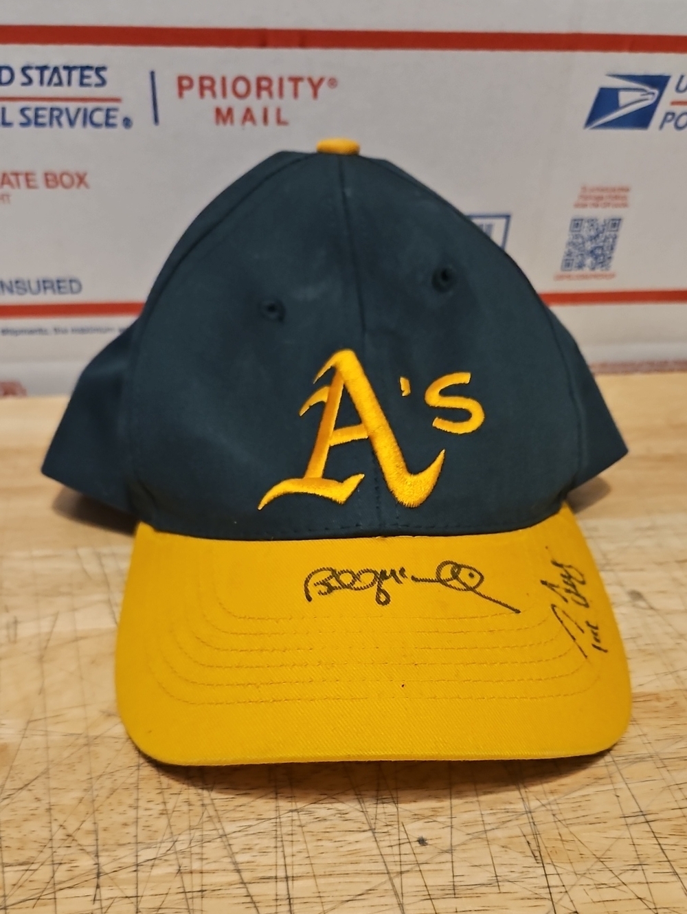 Oakland A's Cap-Autographed by Bruce Maxwell and unknown Player